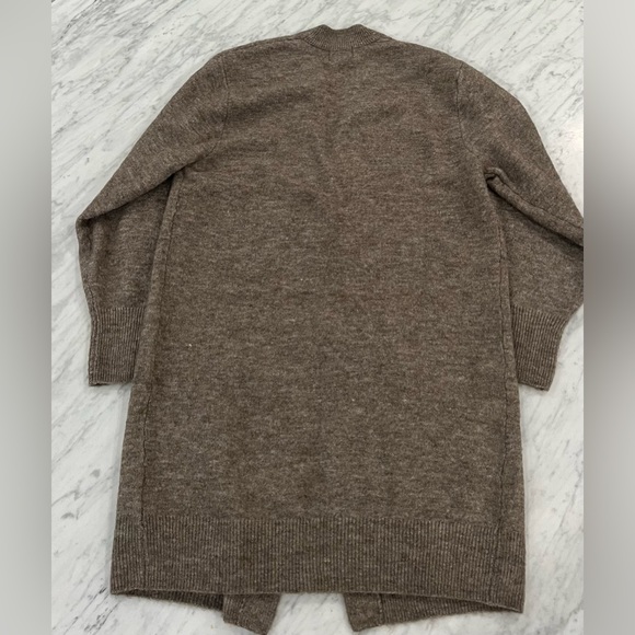 H&M Long Cardigan Sweater in Dark Taupe Fine Knit with Wool size XS New - Picture 6 of 6